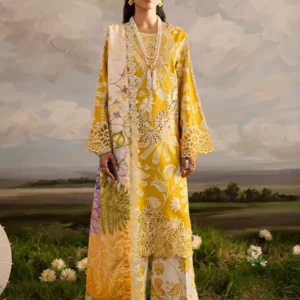 Mahnur Lawn Embroidered & Printed 3 Piece Dress