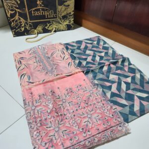 Original Khaadi Factory Leftover Lawn Embroidered & Digital Print 3 Piece Dress