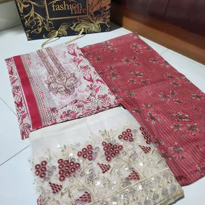 Original Khaadi Factory Leftover Lawn Embroidered & Digital Print 3 Piece Dress