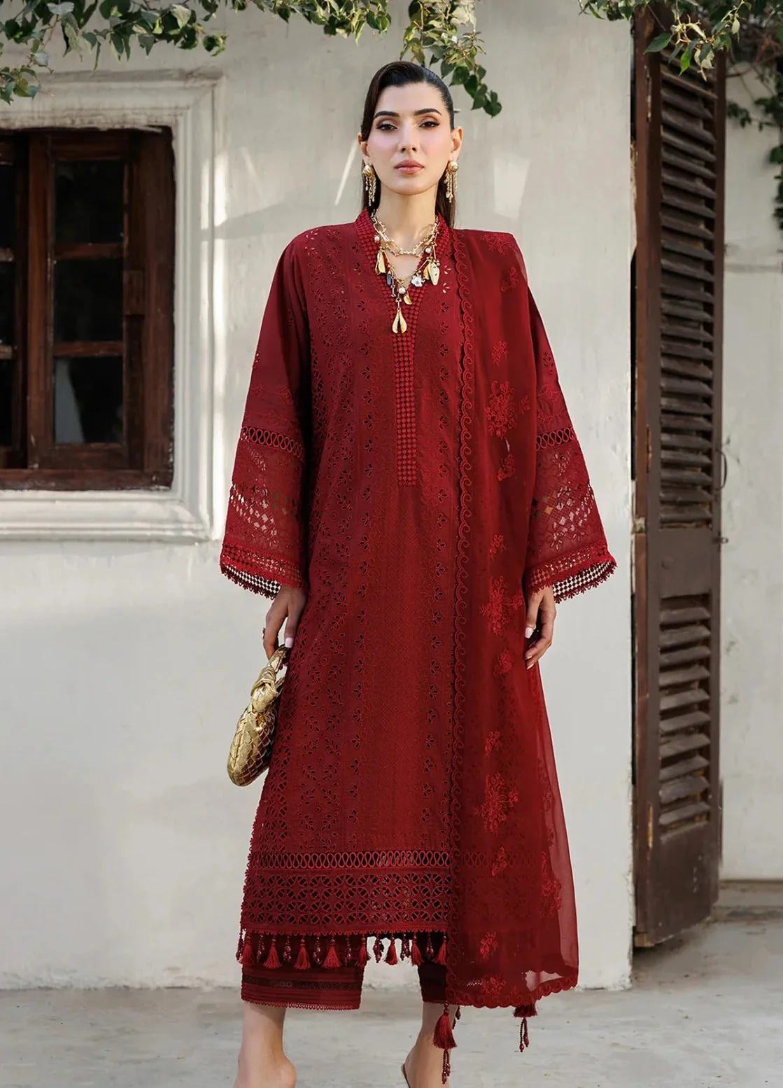 Alizeh Lawn Chikankari Luxury Embroidered 3 Piece Dress
