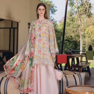 Maria b Lawn Chikankari Embroidered & Printed 3 Piece Dress