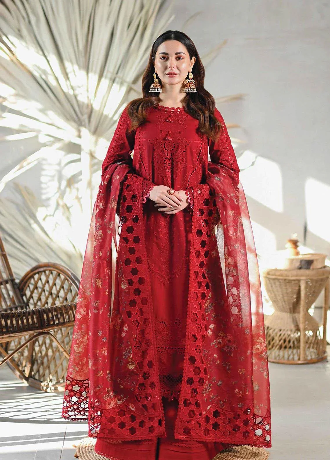 Qalamkar Lawn Luxury Embroidered 3 Piece Dress