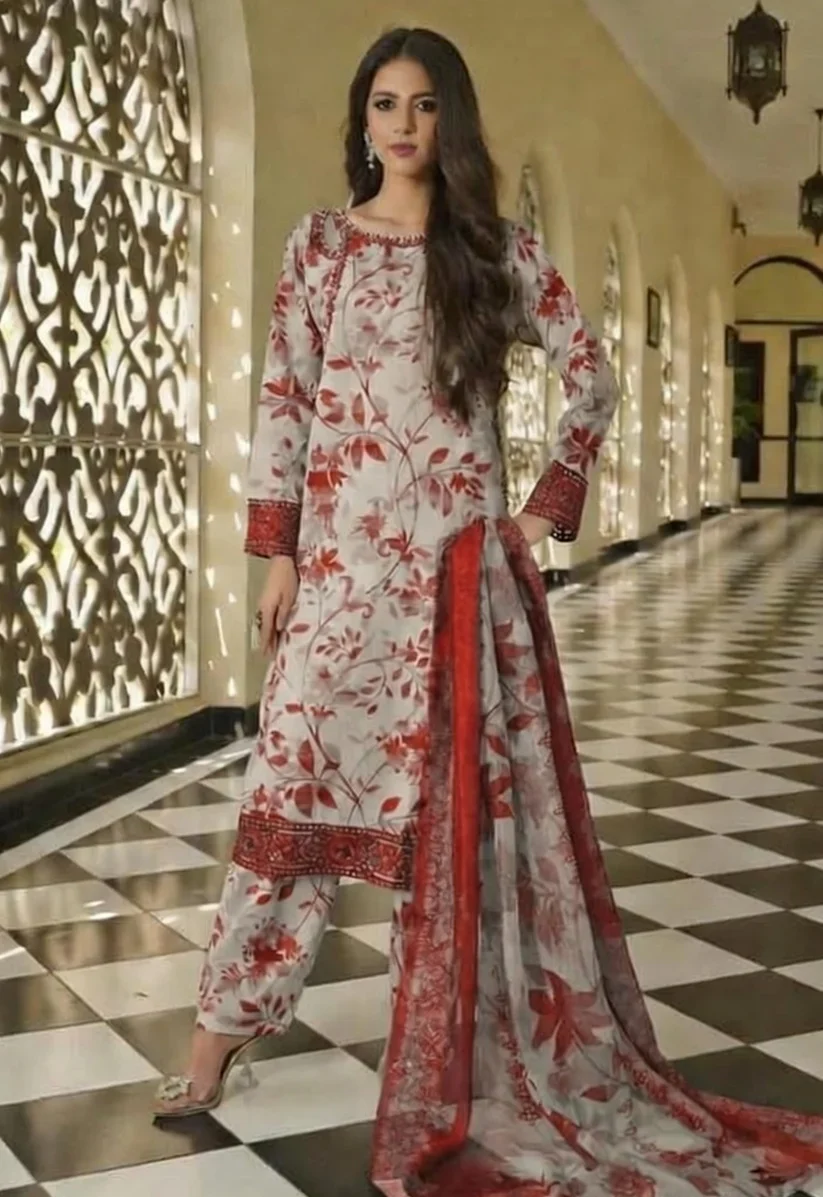 Zainab chottani Lawn Embroidered & Printed 3 Piece Dress