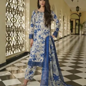 Zainab chottani Lawn Embroidered & Printed 3 Piece Dress